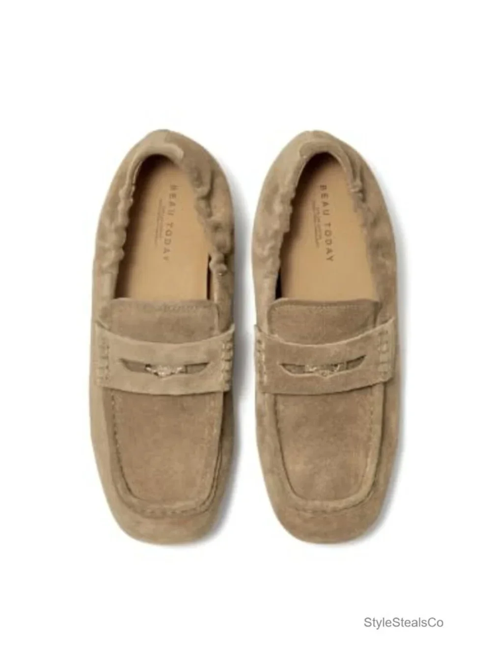 Women's Soft Suede Loafers, Genuine Leather Penny Loafers Square Toe Slip On
